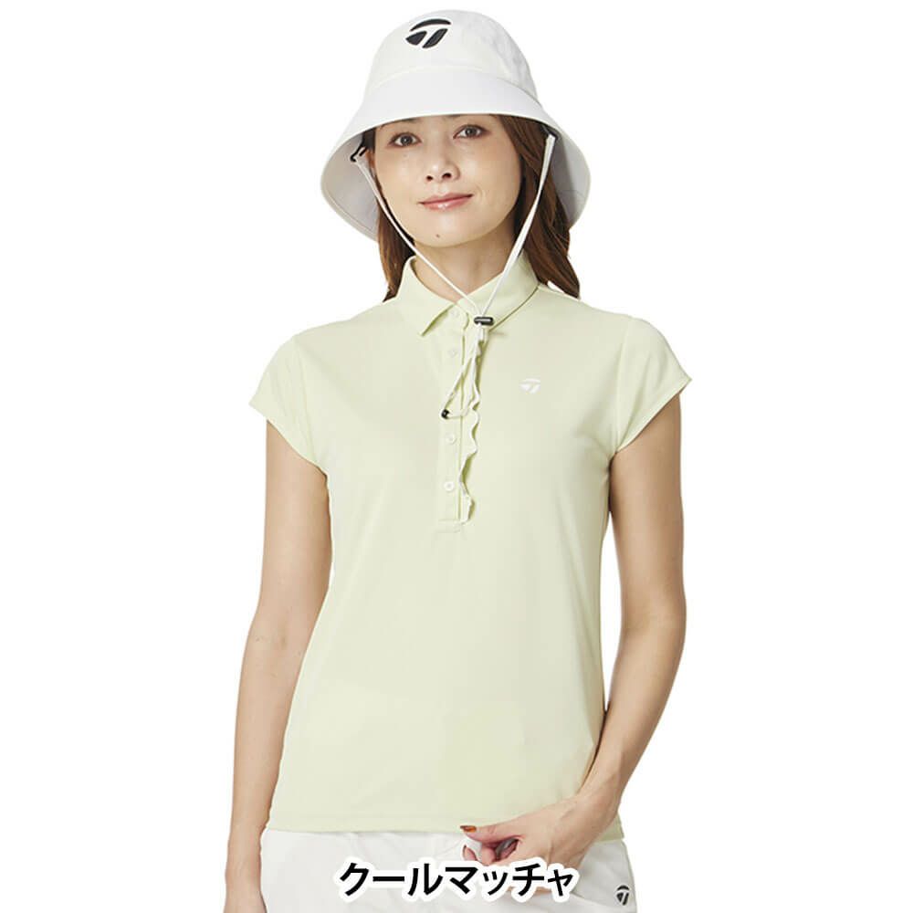 テーラーメイド TaylorMade　レディース T-ICE フリルド キャップスリーブ ポロシャツ UN696　2025年モデル クールマッチャ