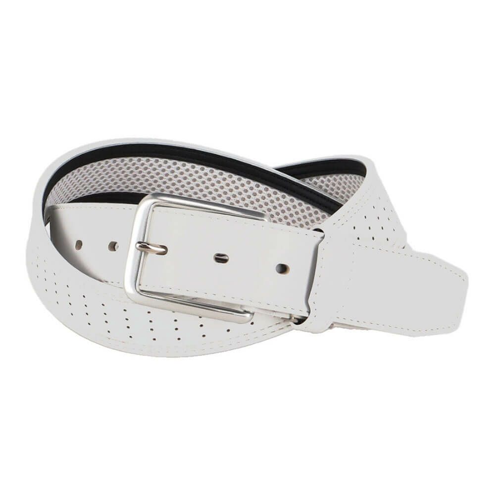 ニューバランスゴルフ　メンズ パンチング シンセティックレザー ベルト 012-5182001 030 WHITE ゴルフウェア　2025年モデル WHITE