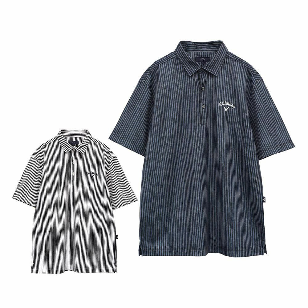 キャロウェイ Callaway　メンズ かざあなメッシュ ストライププリント 半袖 ポロシャツ C25134118　2025年モデル