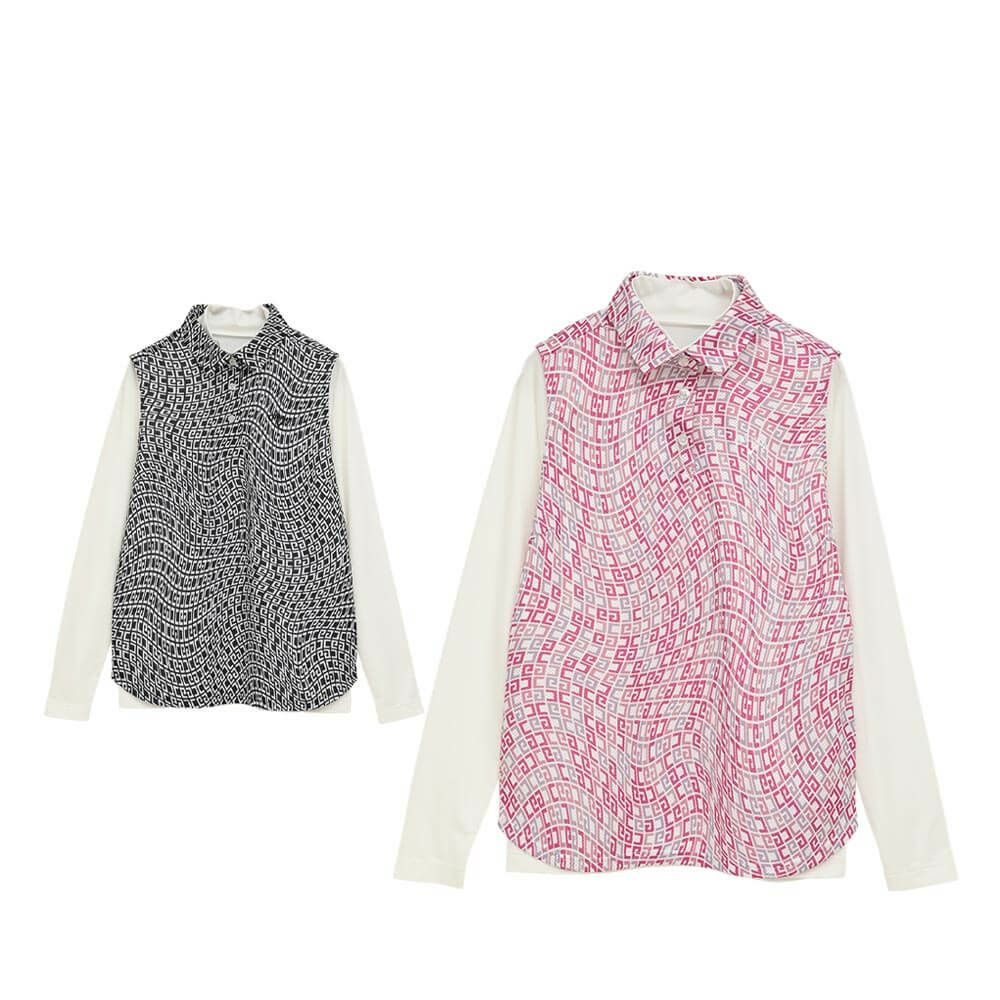 キャロウェイ Callaway　レディース 総柄 ノースリーブ シャツ & 長袖 ハイネック インナーシャツC25134218 　2025年モデル