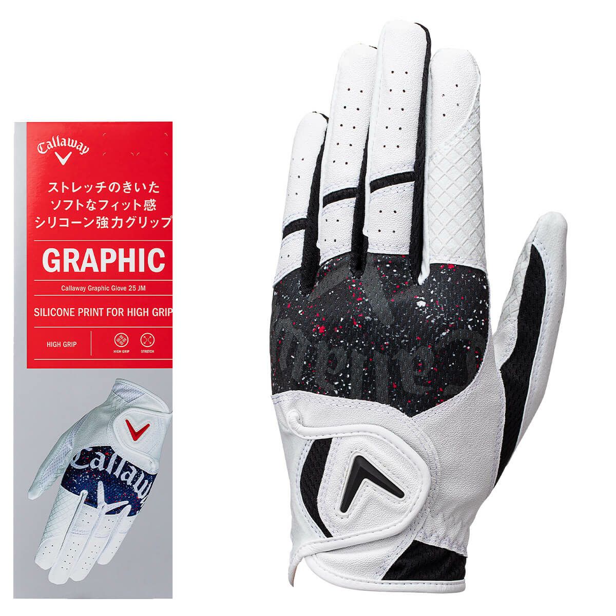 キャロウェイ　GRAPHIC グラフィック メンズ ゴルフグローブ 25 JM ホワイト/ブラック　2025年モデル