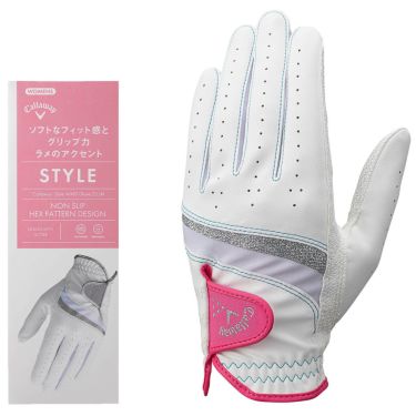 キャロウェイ　STYLE WMS スタイル レディース ゴルフグローブ 25 JM ホワイト/ピンク　2025年モデル