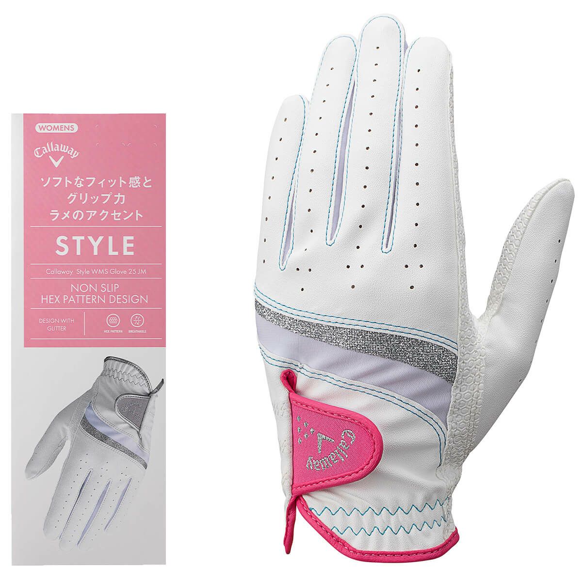 キャロウェイ　STYLE WMS スタイル レディース ゴルフグローブ 25 JM ホワイト/ピンク　2025年モデル
