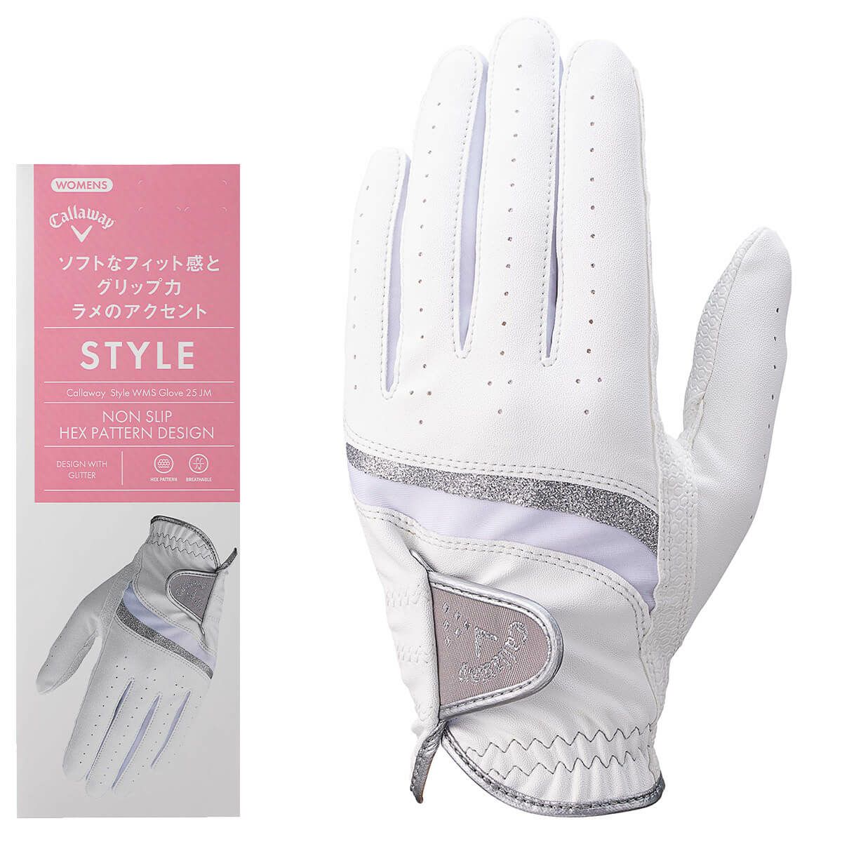 キャロウェイ　STYLE WMS スタイル レディース ゴルフグローブ 25 JM ホワイト/グレー　2025年モデル
