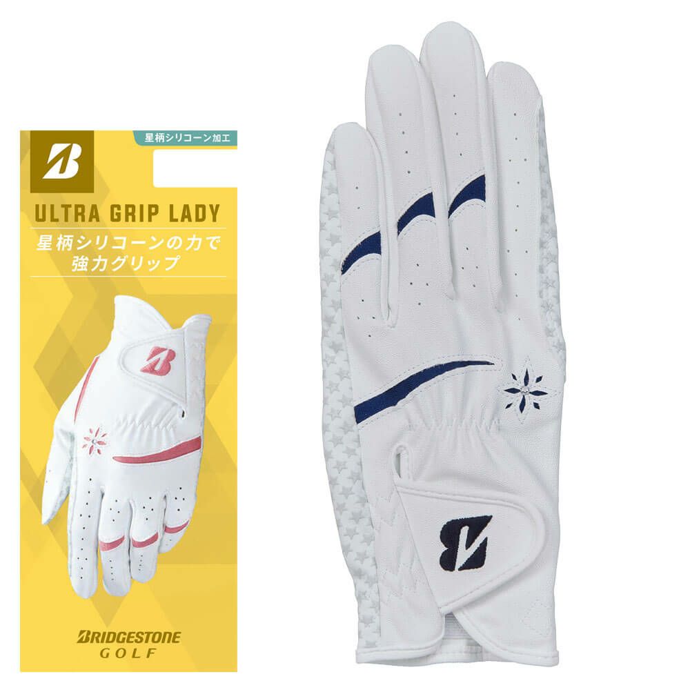 ブリヂストン　ULTRA GRIP LADY ウルトラグリップ レディ ゴルフグローブ GL25L1 WN ホワイト/ネイビー　2025年モデル