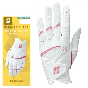 ブリヂストン　ULTRA GRIP LADY ウルトラグリップ レディ ゴルフグローブ GL25L1 WP ホワイト/ピンク　2025年モデル