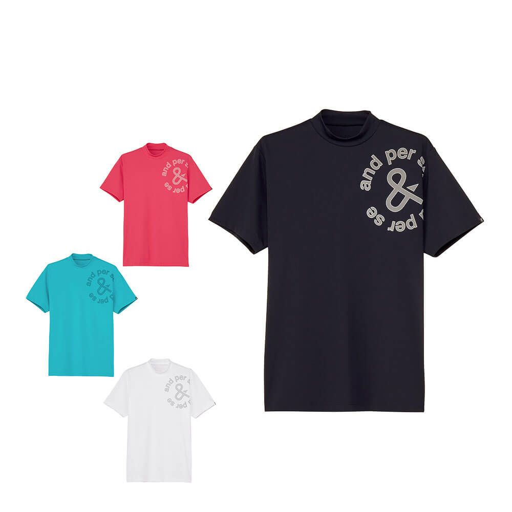 アンパスィ and per se　メンズ ソルケアハニカム 半袖 モックネックシャツ AMS9565V9　2025年モデル