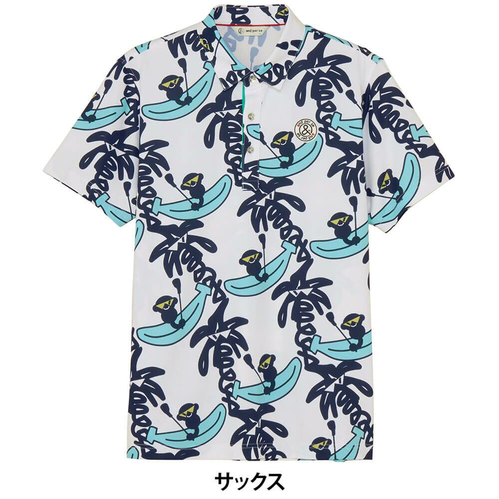 アンパスィ and per se　メンズ プリンテッドSD3Dワッフル 半袖 ポロシャツ AMS9665X3　2025年モデル 詳細2