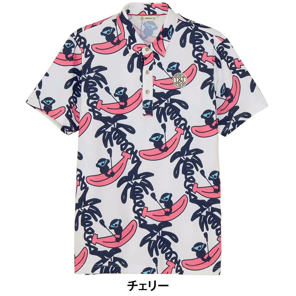 アンパスィ and per se　メンズ プリンテッドSD3Dワッフル 半袖 ポロシャツ AMS9665X3　2025年モデル 詳細3