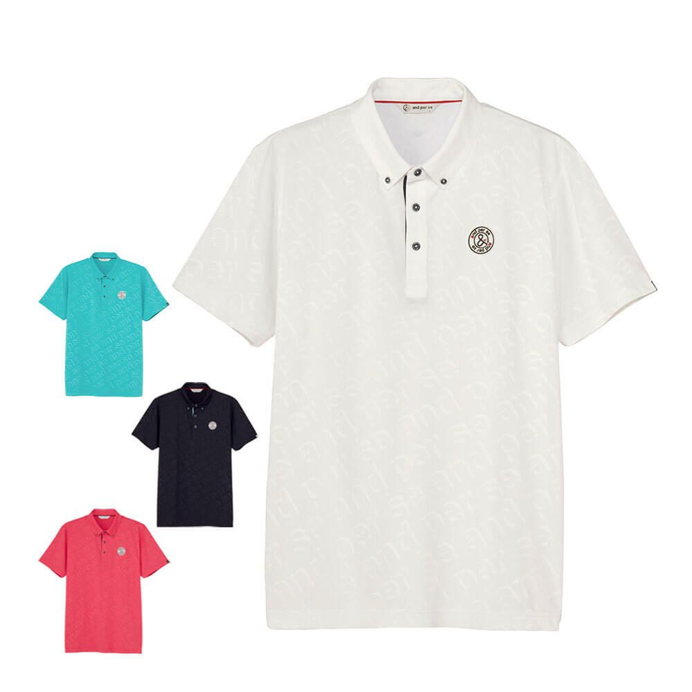 アンパスィ and per se　メンズ スイングドライエンボスワッフル ボタンダウン 半袖 ポロシャツ AMS9645X5　2025年モデル