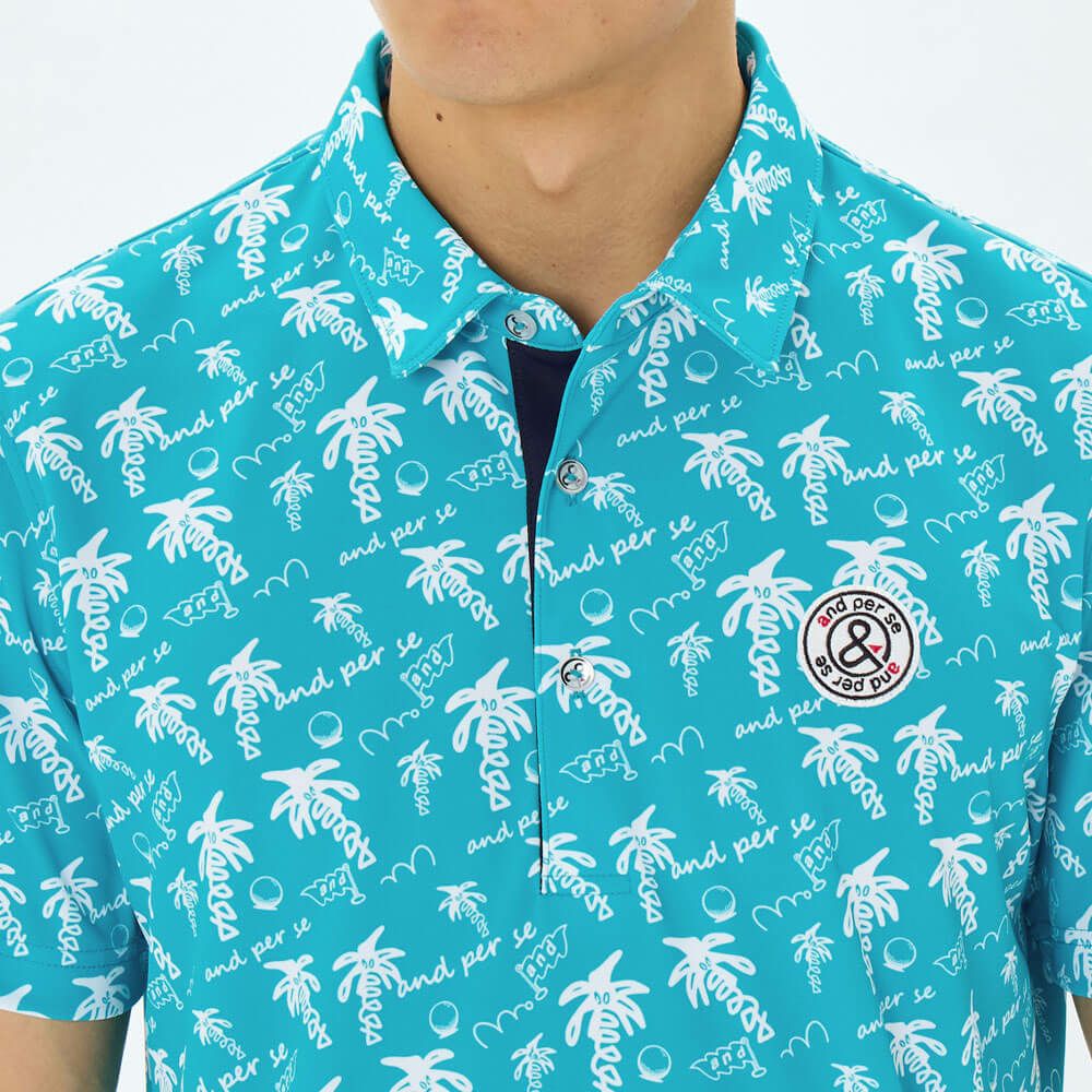 アンパスィ and per se　メンズ ソルケアプリンテッド 半袖 スキッパー ポロシャツ AMS9685X9　2025年モデル 詳細7