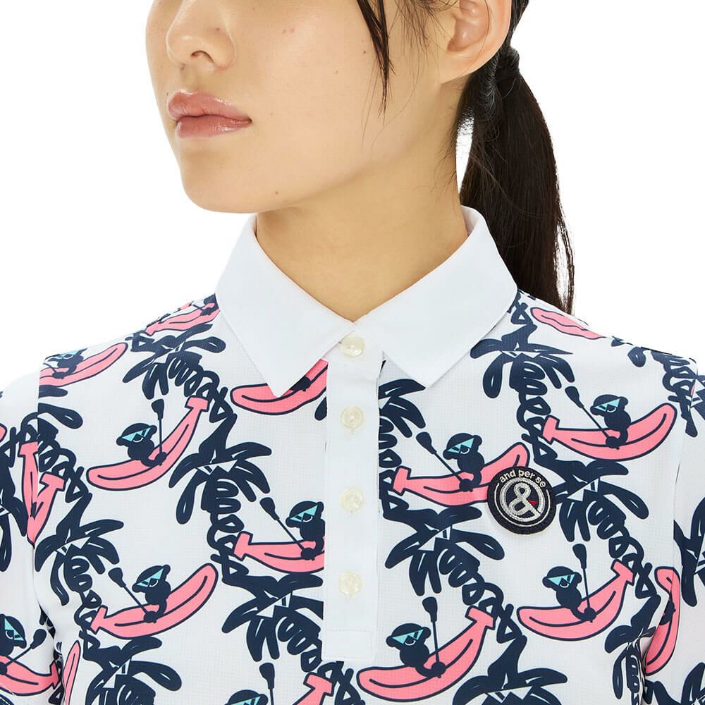 アンパスィ and per se　レディース プリンテッドワッフルSD3Dワッフル 半袖 ポロシャツ AFS9665X3　2025年モデル 詳細7