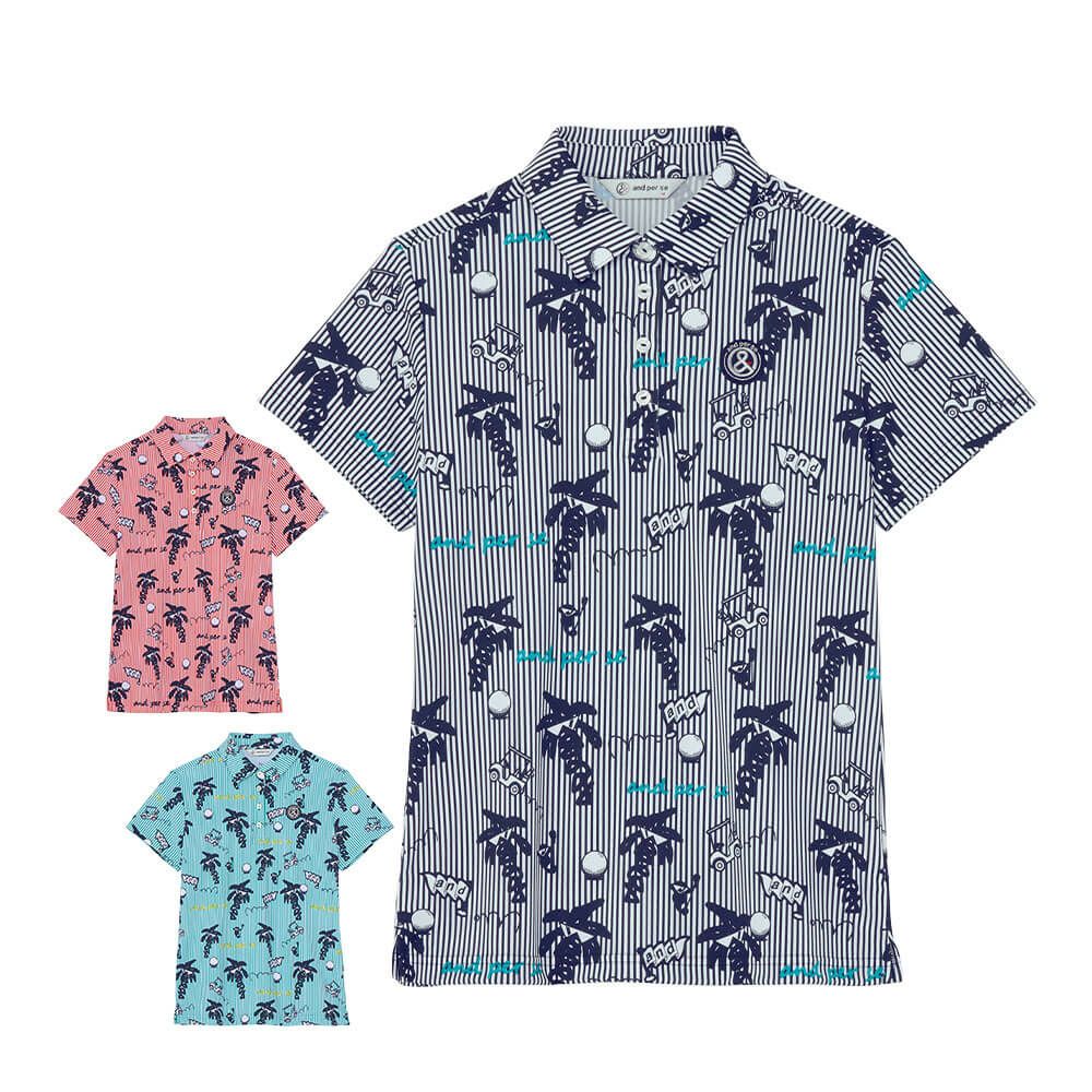 アンパスィ and per se　レディース ソルケアプリンテッド 半袖 ポロシャツ AFS9685X4　2025年モデル