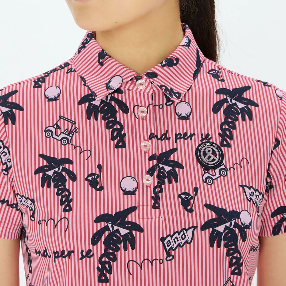 アンパスィ and per se　レディース ソルケアプリンテッド 半袖 ポロシャツ AFS9685X4　2025年モデル 詳細7