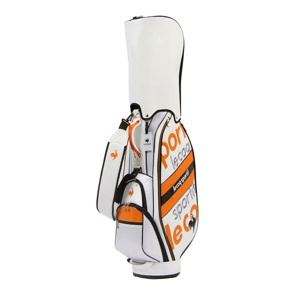 ルコック Le coq sportif　メンズ グラフィックデザイン 軽量 キャディバッグ LG5SCB04M WO ホワイト×オレンジ　2025年モデル