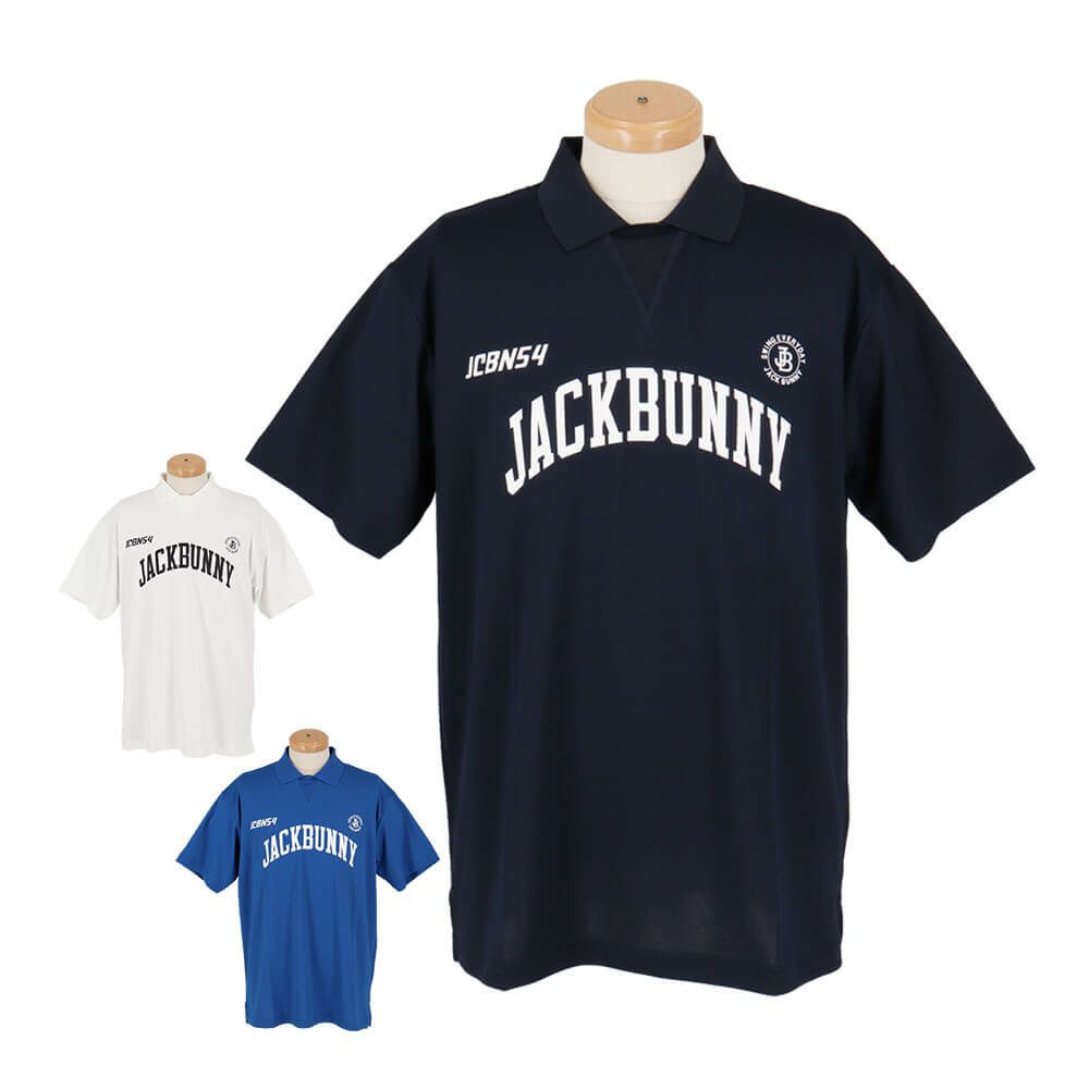 ジャックバニー Jack Bunny!!　メンズ ロゴプリント メッシュダブルフェイス 半袖 ポロシャツ 262-5160523　2025年モデル
