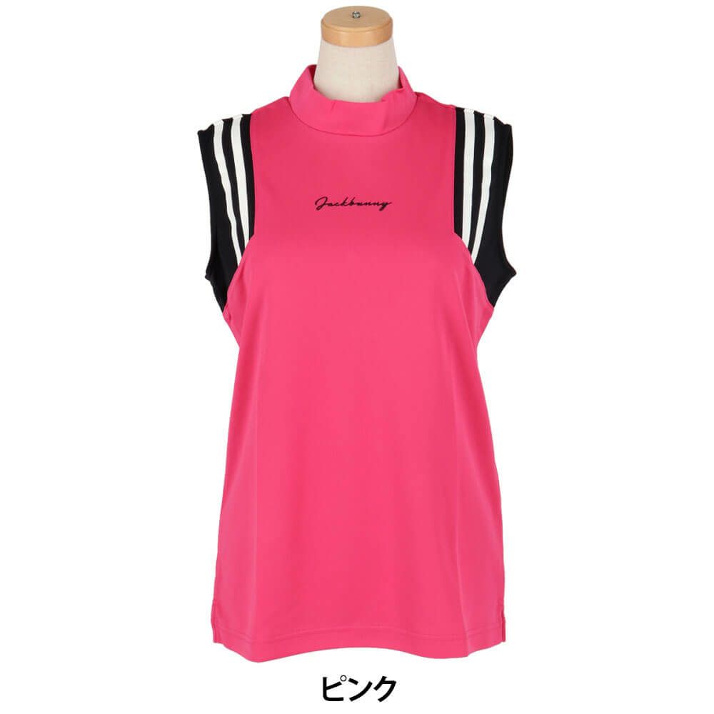 ジャックバニー Jack Bunny!!　レディース ラインデザイン 鹿の子 ノースリーブ モックネックシャツ 263-5167528　2025年モデル 詳細2