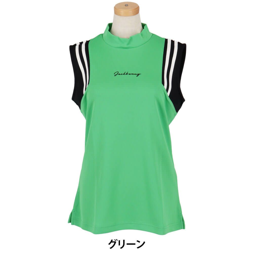 ジャックバニー Jack Bunny!!　レディース ラインデザイン 鹿の子 ノースリーブ モックネックシャツ 263-5167528　2025年モデル 詳細8