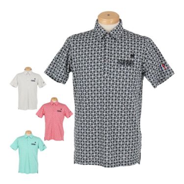 ルコック Le coq sportif　メンズ ロゴ刺繍 モノグラム柄 ジャガード 半袖 ポロシャツ LG5SHS14M　2025年モデル