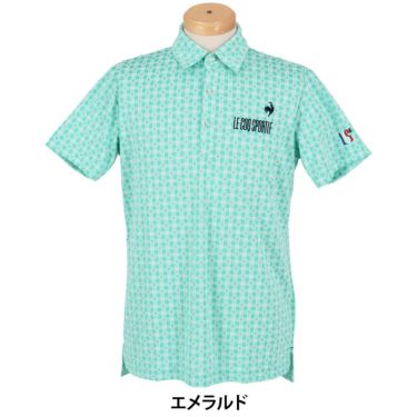 ルコック Le coq sportif　メンズ ロゴ刺繍 モノグラム柄 ジャガード 半袖 ポロシャツ LG5SHS14M　2025年モデル 詳細2