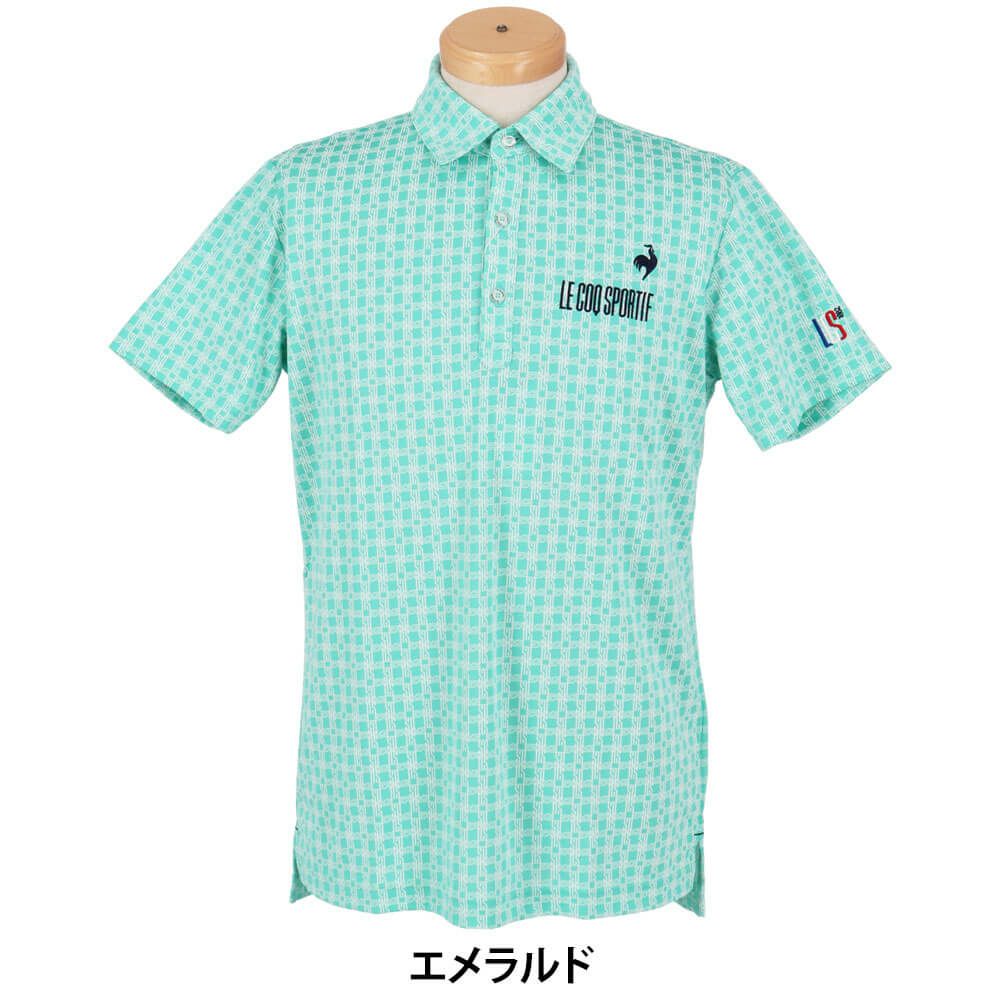 ルコック Le coq sportif　メンズ ロゴ刺繍 モノグラム柄 ジャガード 半袖 ポロシャツ LG5SHS14M　2025年モデル 詳細2