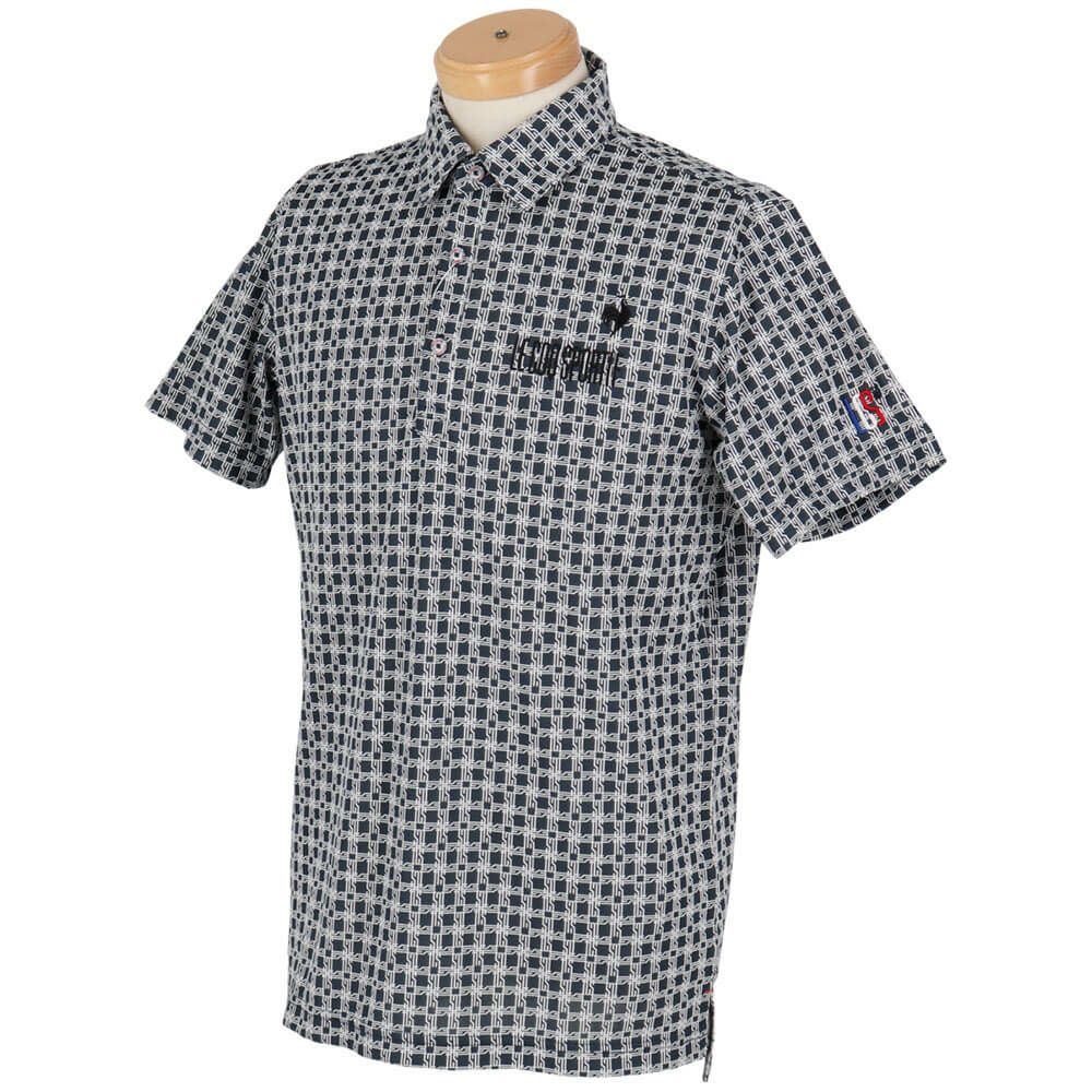 ルコック Le coq sportif　メンズ ロゴ刺繍 モノグラム柄 ジャガード 半袖 ポロシャツ LG5SHS14M　2025年モデル 詳細7