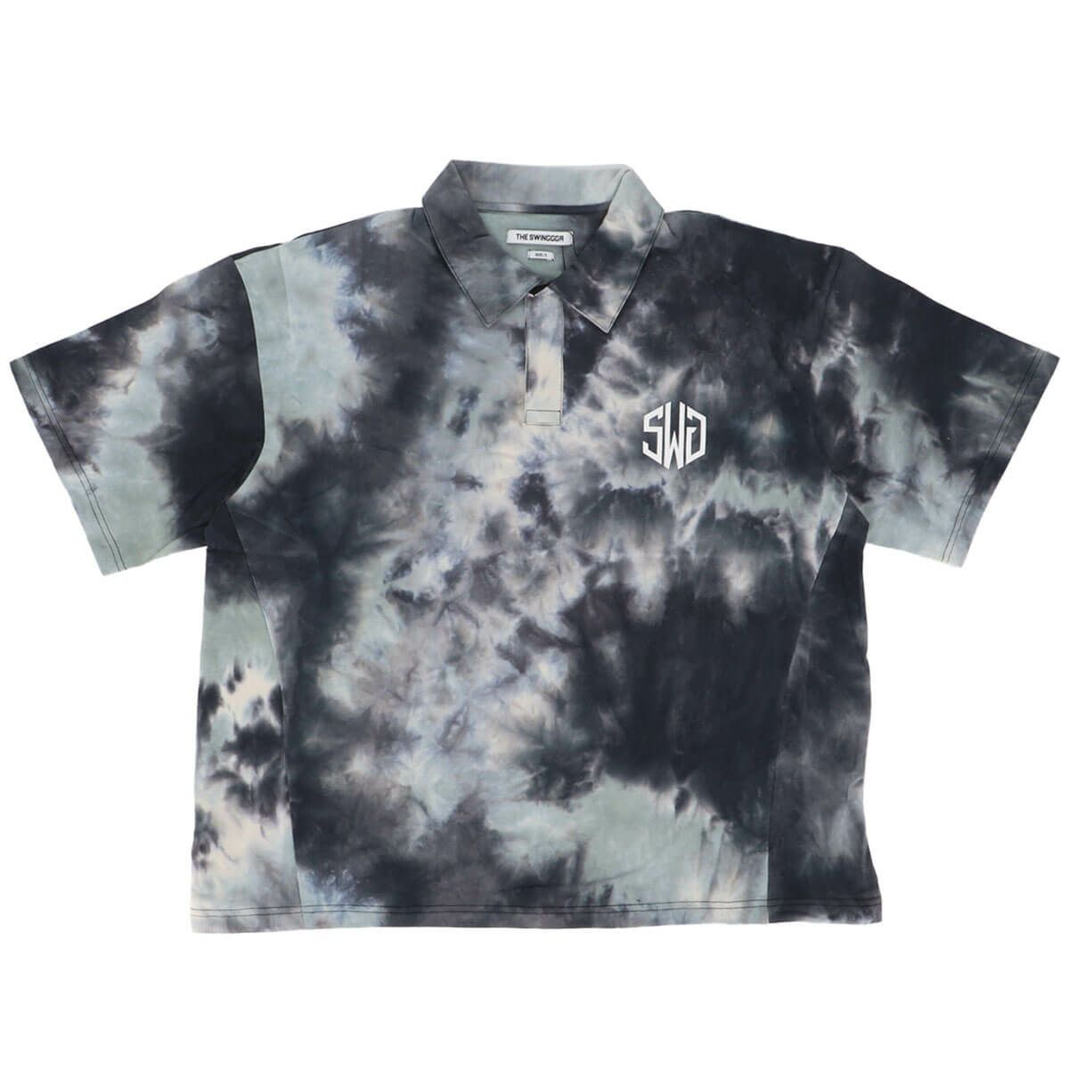 ザ スウィンガー THE SWINGGGR　メンズ TIE DYE ロゴプリント 半袖 ポロシャツ 0125-SWG-CT003 BLACK　2025年モデル