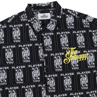 ザ スウィンガー THE SWINGGGR　メンズ TRUMP 総柄プリント 半袖 ポロシャツ 0125-SWG-SH001 BLACK　2025年モデル 詳細3