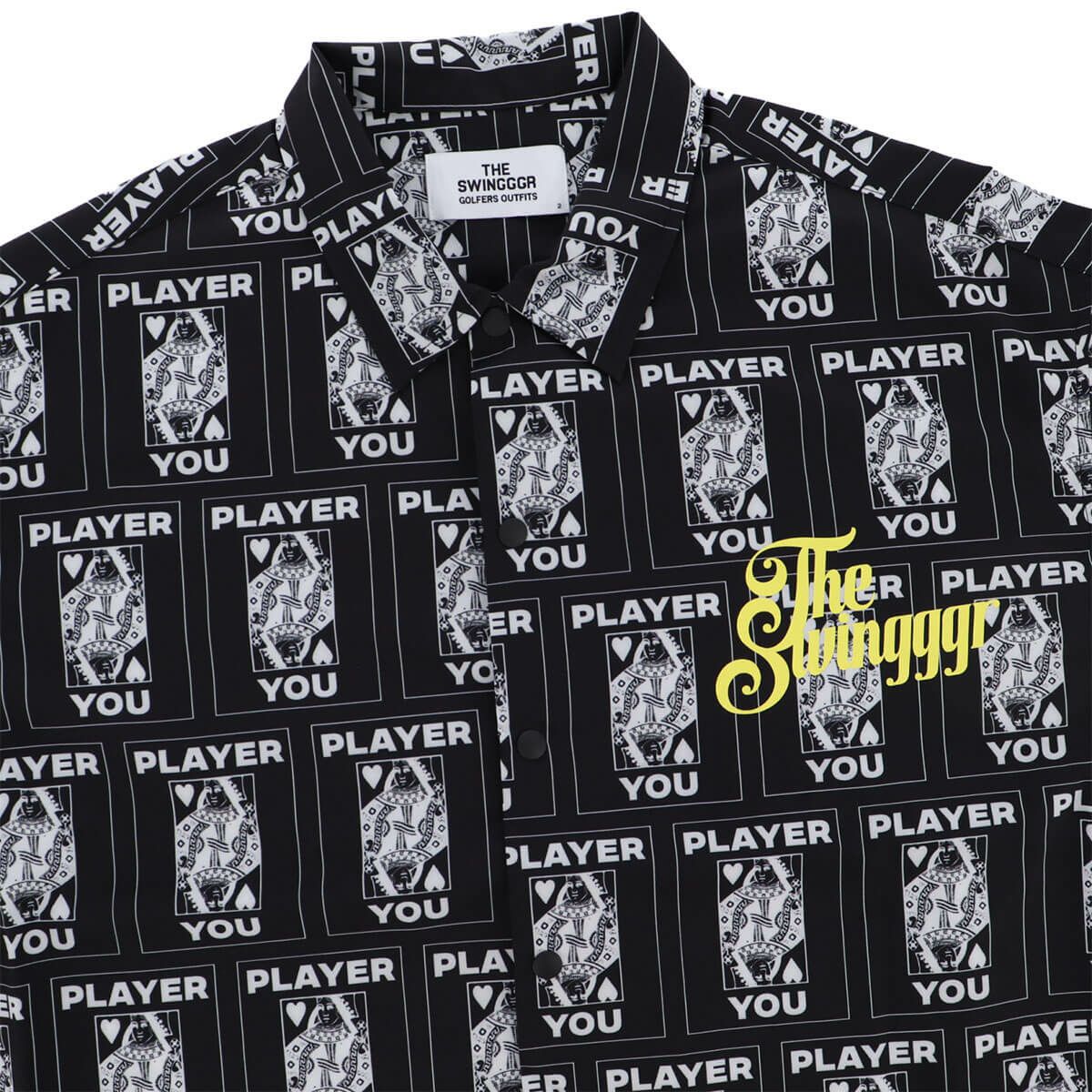 ザ スウィンガー THE SWINGGGR　メンズ TRUMP 総柄プリント 半袖 ポロシャツ 0125-SWG-SH001 BLACK　2025年モデル 詳細3