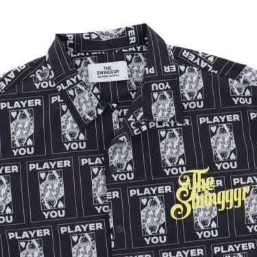 ザ スウィンガー THE SWINGGGR　メンズ TRUMP 総柄プリント 半袖 ポロシャツ 0125-SWG-SH001 BLACK　2025年モデル 詳細4