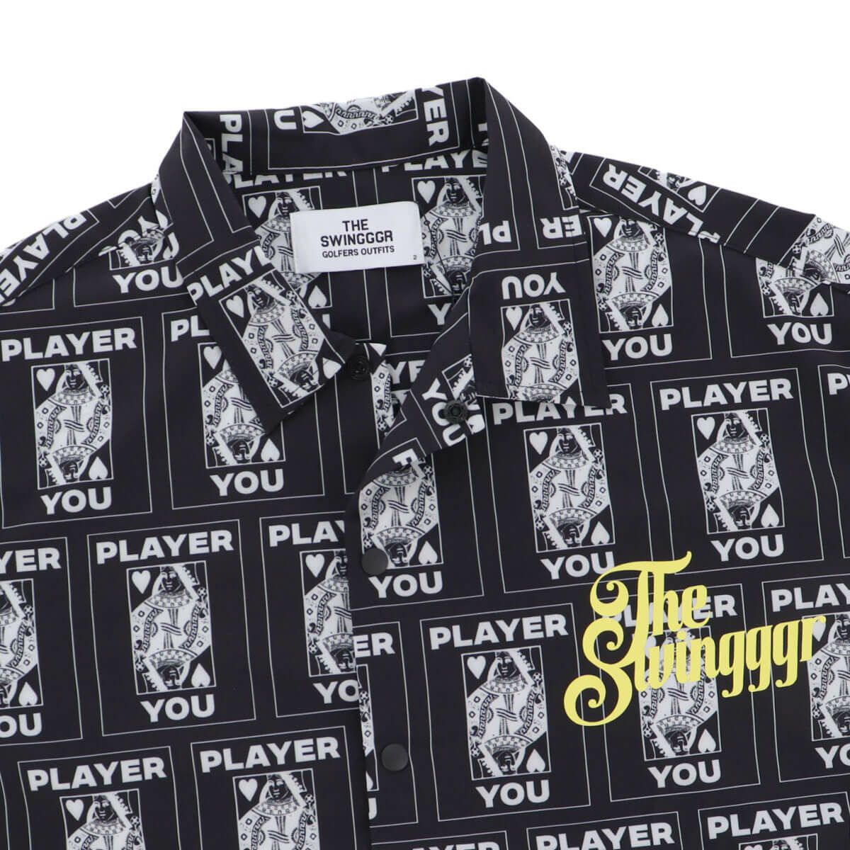 ザ スウィンガー THE SWINGGGR　メンズ TRUMP 総柄プリント 半袖 ポロシャツ 0125-SWG-SH001 BLACK　2025年モデル 詳細4