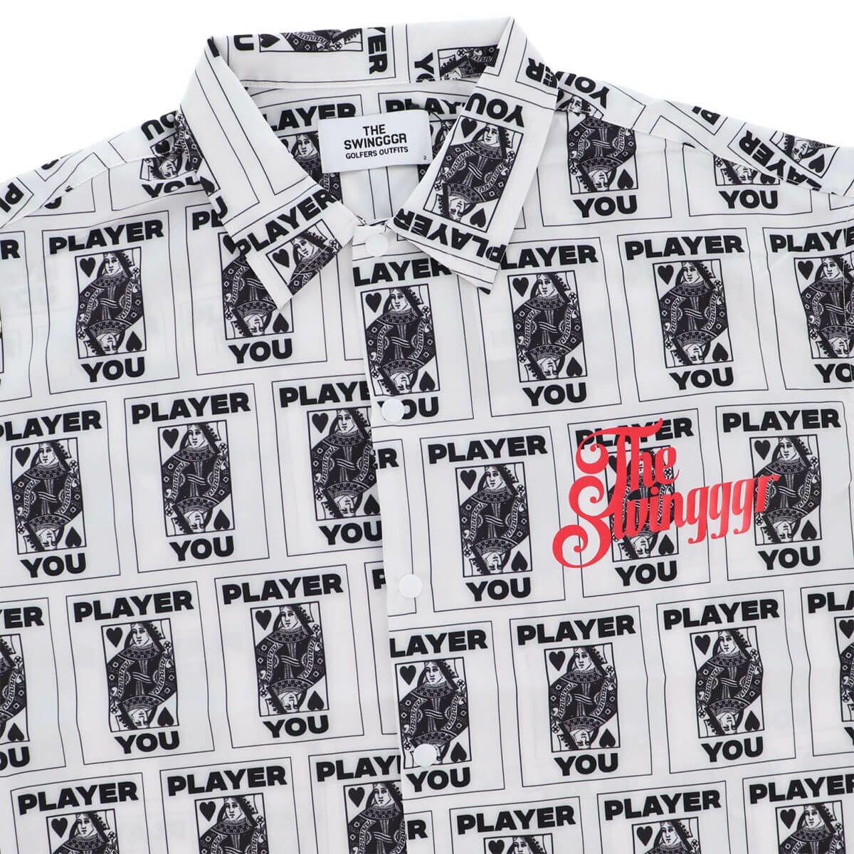 ザ スウィンガー THE SWINGGGR　メンズ TRUMP 総柄プリント 半袖 ポロシャツ 0125-SWG-SH001 WHITE　2025年モデル 詳細3