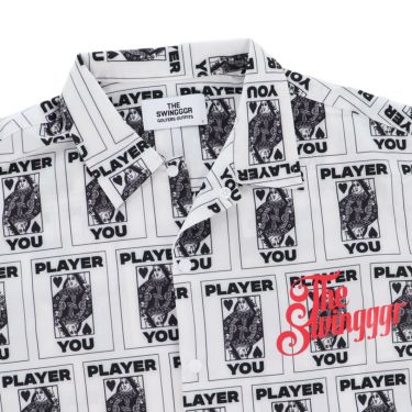 ザ スウィンガー THE SWINGGGR　メンズ TRUMP 総柄プリント 半袖 ポロシャツ 0125-SWG-SH001 WHITE　2025年モデル 詳細4