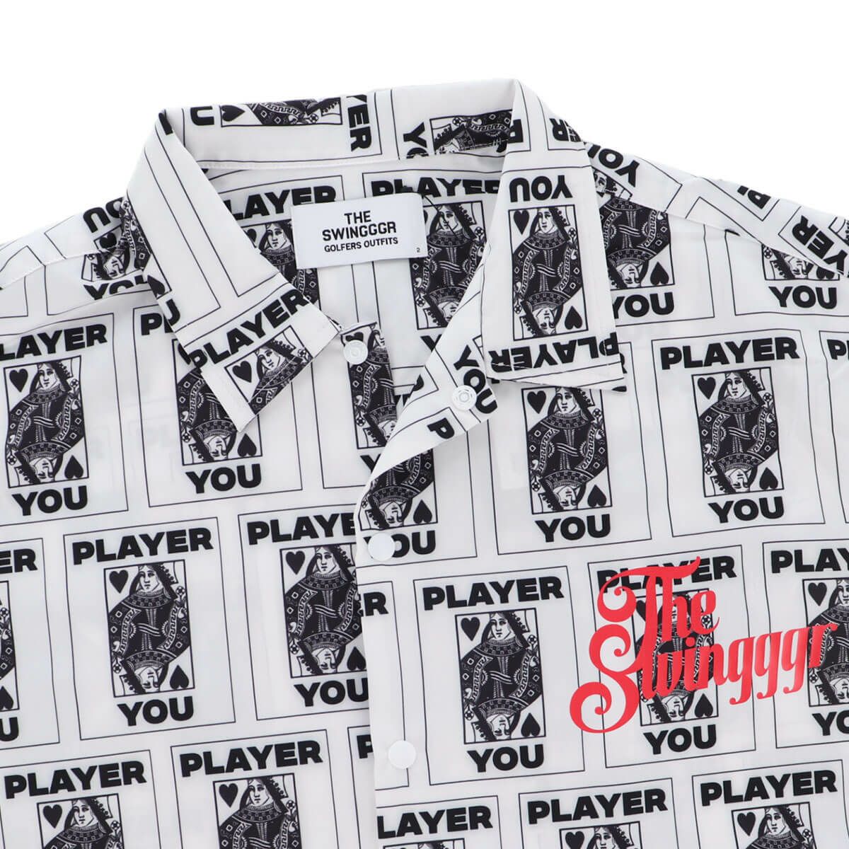 ザ スウィンガー THE SWINGGGR　メンズ TRUMP 総柄プリント 半袖 ポロシャツ 0125-SWG-SH001 WHITE　2025年モデル 詳細4