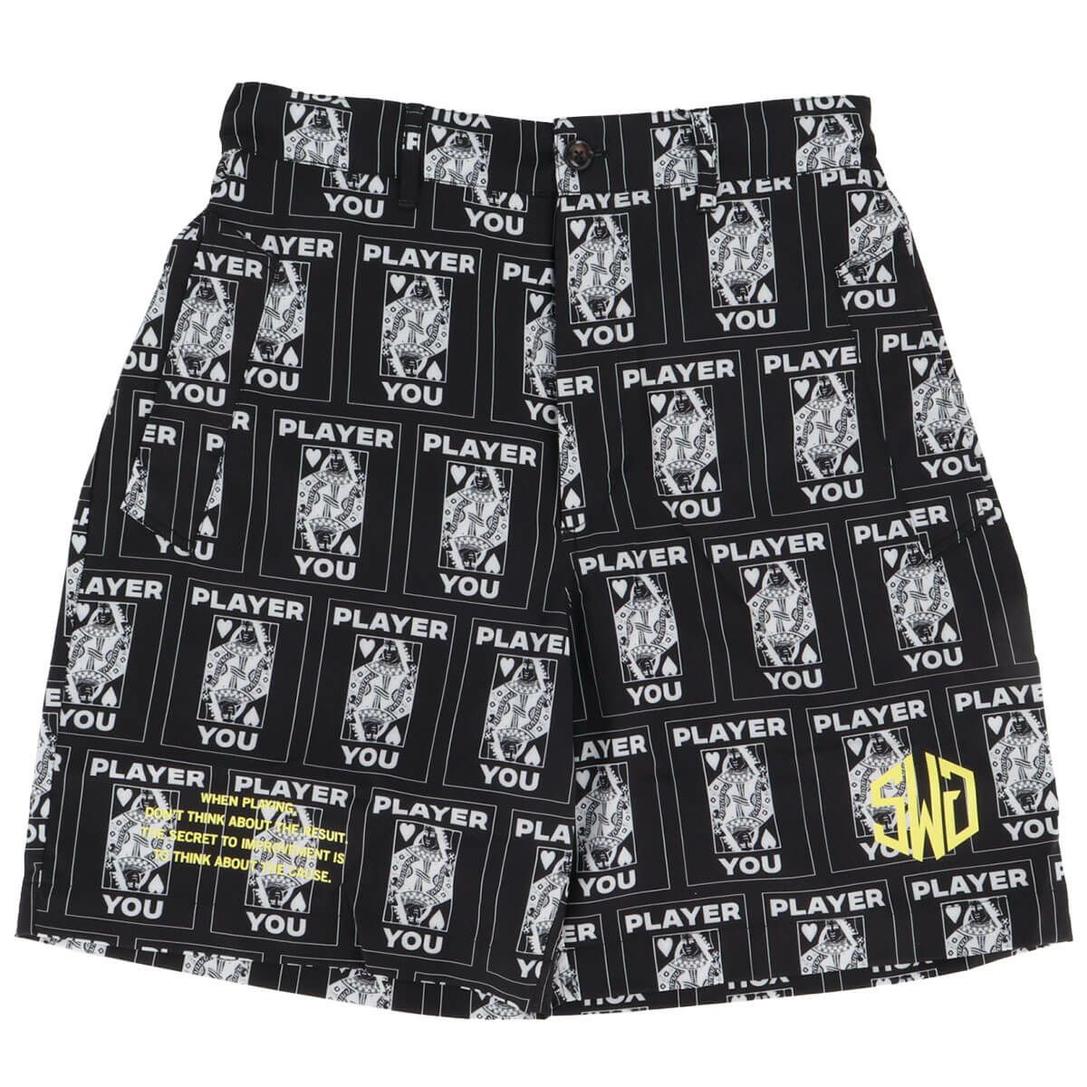 ザ スウィンガー THE SWINGGGR　メンズ TRUMP 総柄プリント ショートパンツ 0125-SWG-PT001 BLACK　2025年モデル