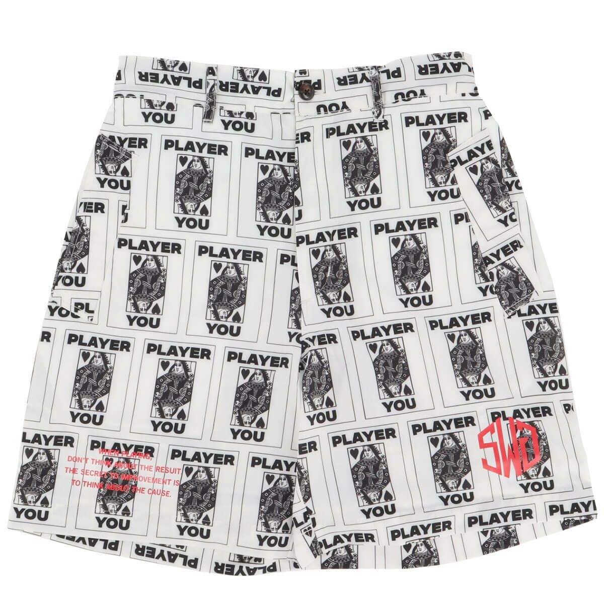 ザ スウィンガー THE SWINGGGR　メンズ TRUMP 総柄プリント ショートパンツ 0125-SWG-PT001 WHITE　2025年モデル