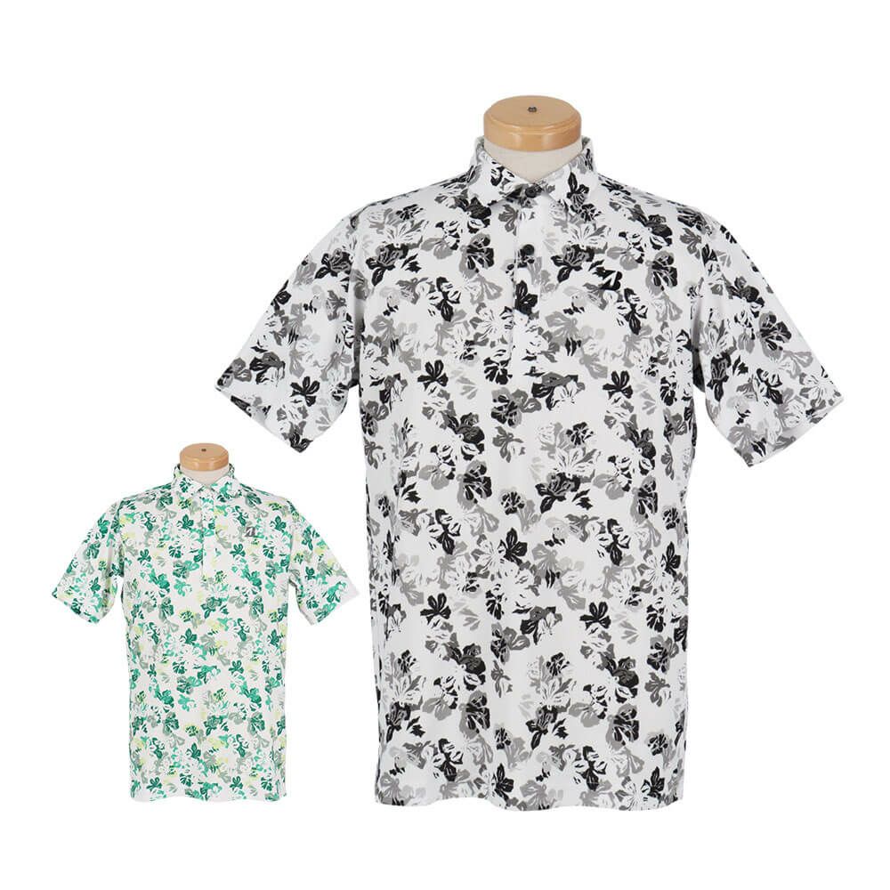 ブリヂストンゴルフ　メンズ 花柄 総柄 半袖ポロシャツ 3GE02A　2025年モデル