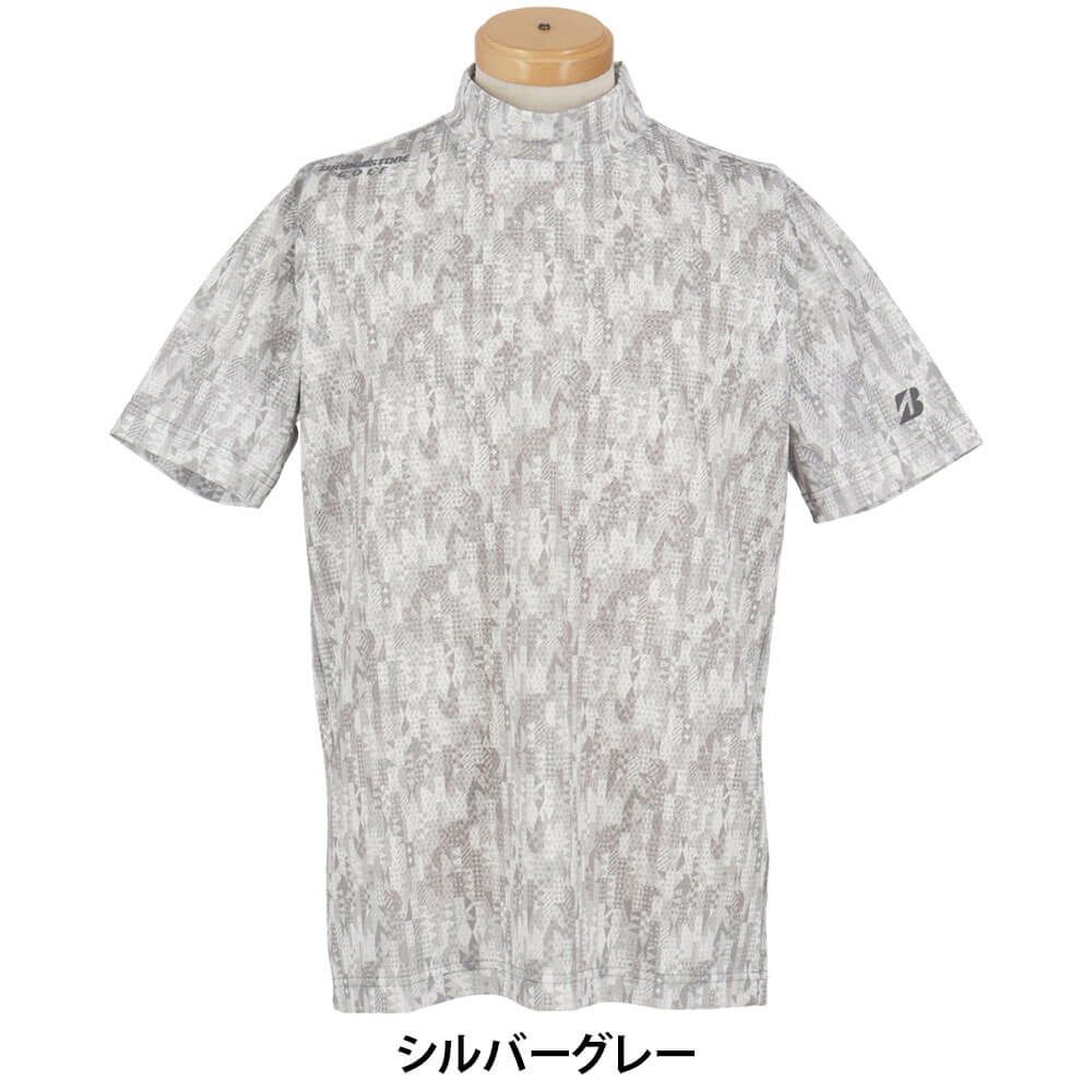 ブリヂストンゴルフ　メンズ ベンチレーション 幾何学柄 半袖 モックネックシャツ 3GE05A　2025年モデル 詳細1