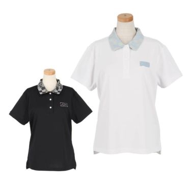 ジュン アンド ロペ JUN ＆ ROPE　レディース チェッカーボード衿 バックプリント 半袖 ポロシャツ ERM25150　2025年モデル