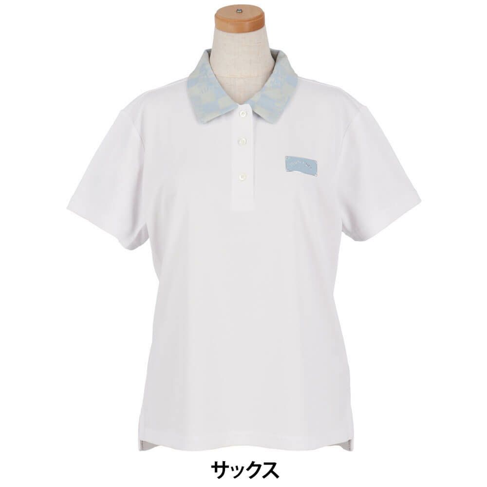 ジュン アンド ロペ JUN ＆ ROPE　レディース チェッカーボード衿 バックプリント 半袖 ポロシャツ ERM25150　2025年モデル 詳細2