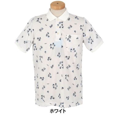 マンシングウェア Munsingwear　メンズ ヨットモチーフ総柄プリント 半袖 ポロシャツ MG5SHS34M　2025年モデル ホワイト