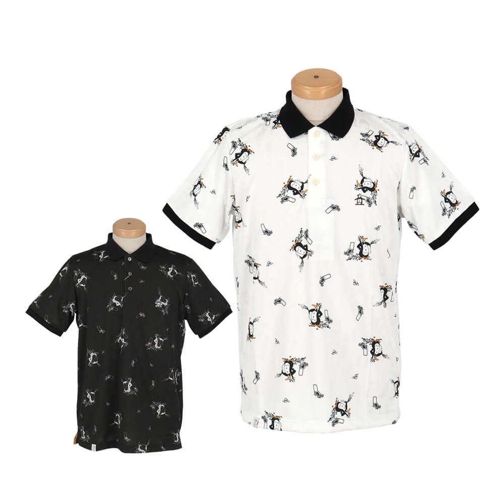 マンシングウェア Munsingwear　メンズ 総柄ジャカード×ペンギン総柄プリント 半袖 ポロシャツ MG5SHS53M　2025年モデル