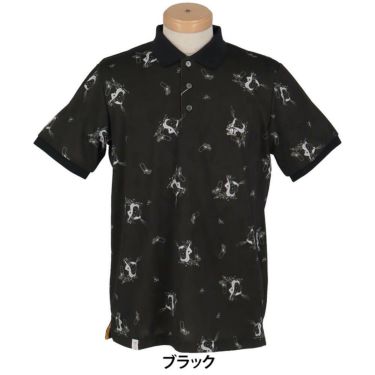 マンシングウェア Munsingwear　メンズ 総柄ジャカード×ペンギン総柄プリント 半袖 ポロシャツ MG5SHS53M　2025年モデル ブラック