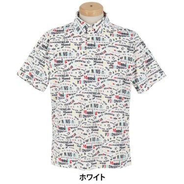マンシングウェア Munsingwear　メンズ マルチロゴ総柄プリント 半袖 ポロシャツ MG5SHS84M　2025年モデル ホワイト