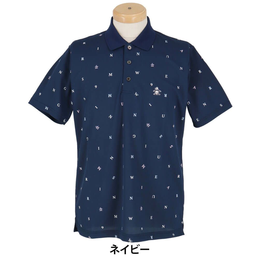 マンシングウェア Munsingwear　メンズ 飛び柄プリント 半袖 ポロシャツ MG5SHS87M　2025年モデル ネイビー