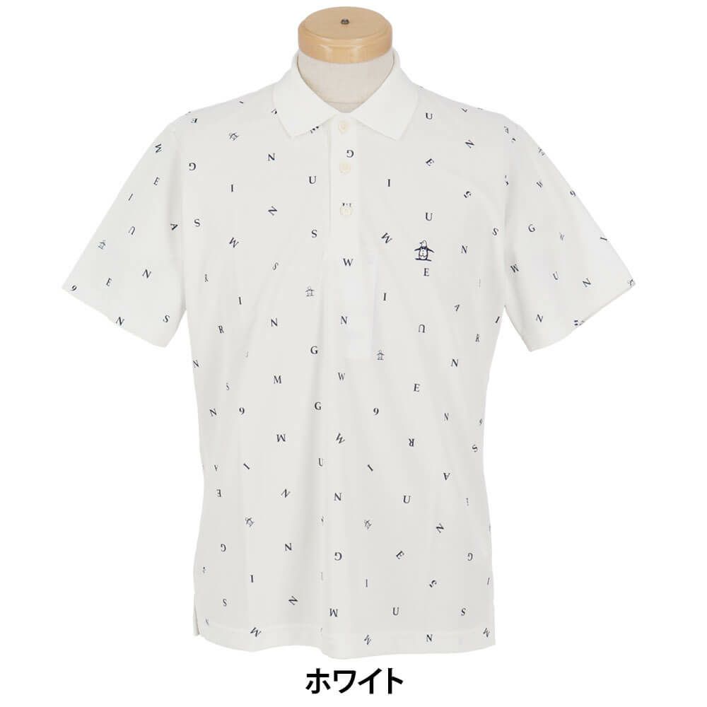 マンシングウェア Munsingwear　メンズ 飛び柄プリント 半袖 ポロシャツ MG5SHS87M　2025年モデル ホワイト