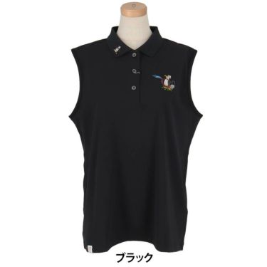 マンシングウェア Munsingwear　レディース 鹿の子 ノースリーブ ポロシャツ MG5SHS57L　2025年モデル ブラック