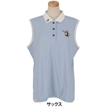 マンシングウェア Munsingwear　レディース 鹿の子 ノースリーブ ポロシャツ MG5SHS57L　2025年モデル サックス