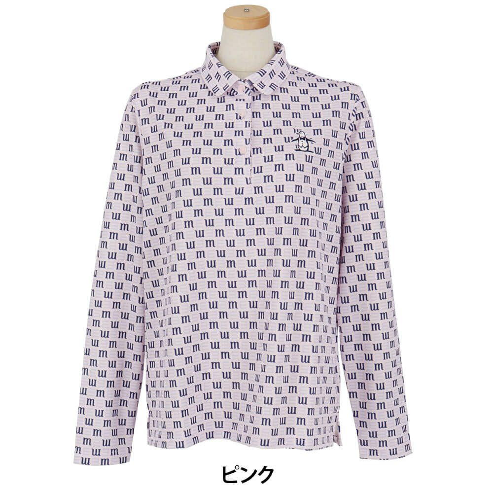 マンシングウェア Munsingwear　レディース ロゴプリント 長袖 ポロシャツ MG5SLS24L　2025年モデル ピンク
