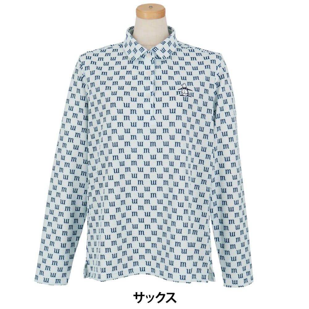 マンシングウェア Munsingwear　レディース ロゴプリント 長袖 ポロシャツ MG5SLS24L　2025年モデル サックス